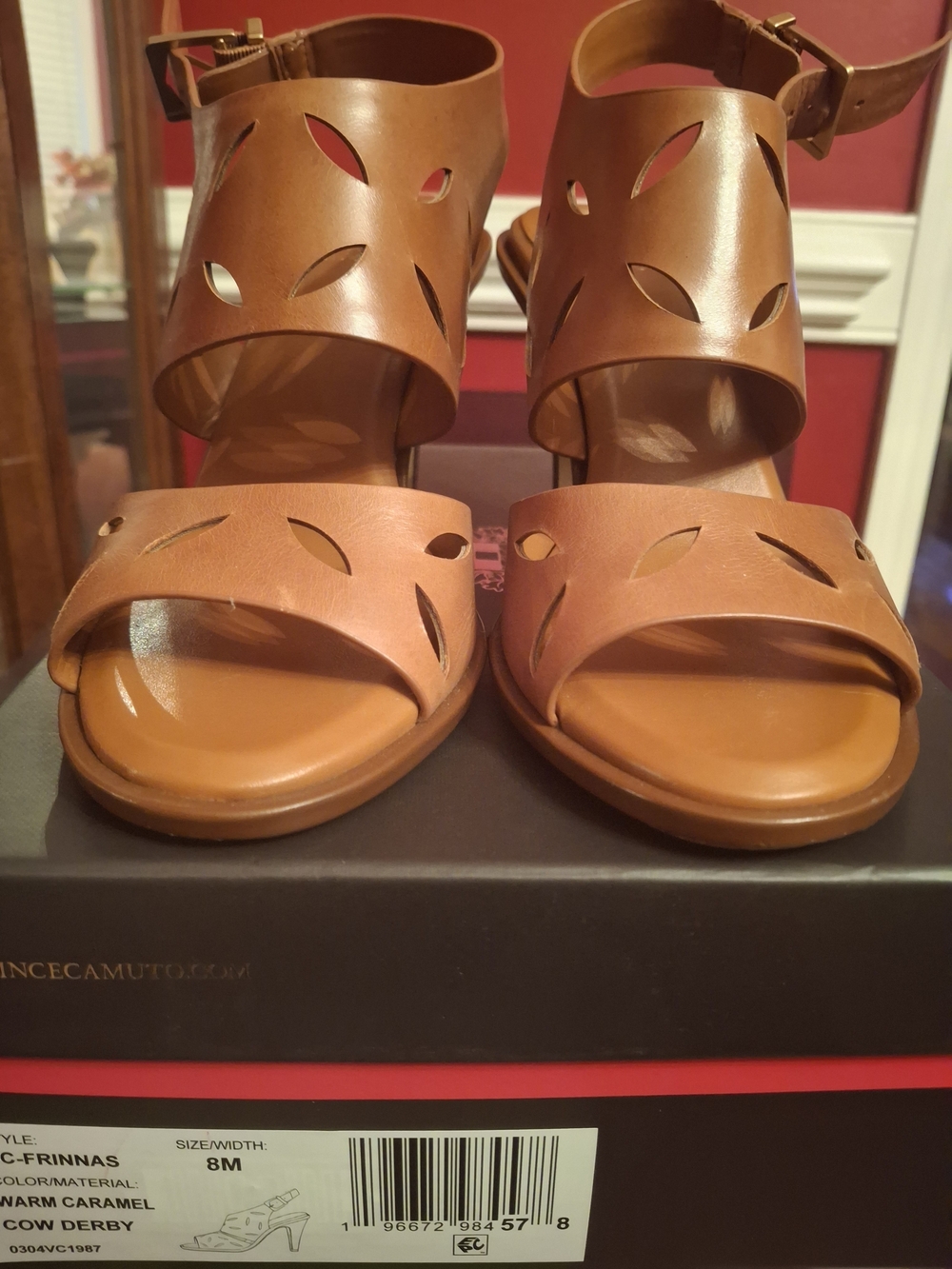 Women’s Warm Caramel Cutout Leather Sandals